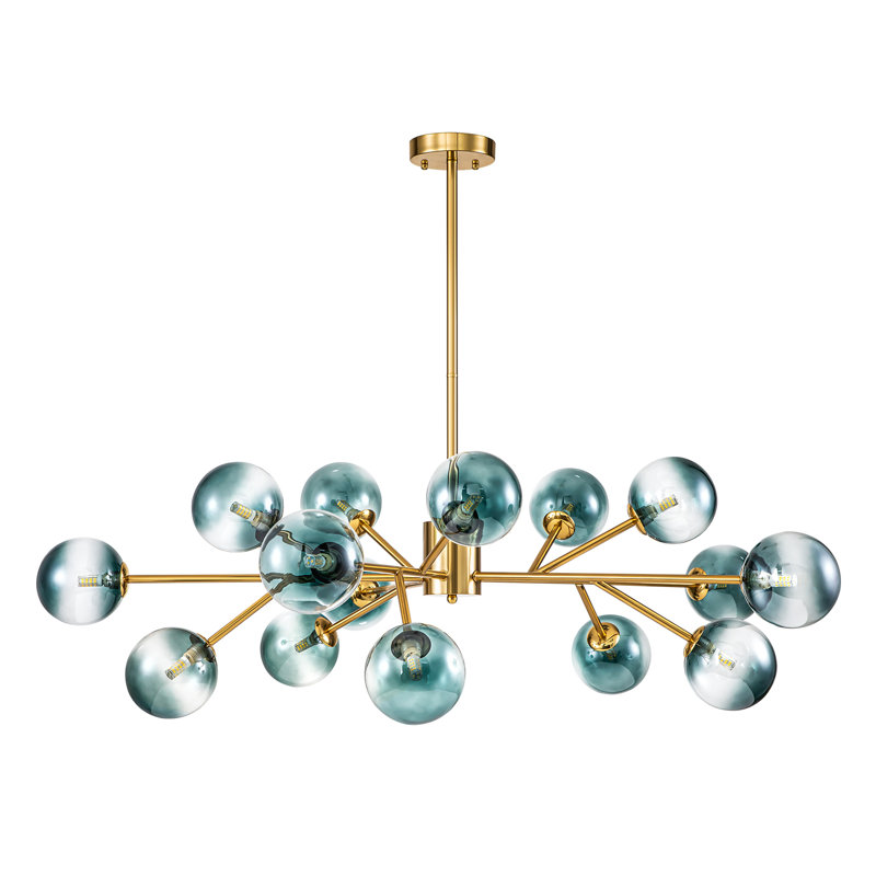 Corrigan Studio® Ayaan 15 Light Sputnik Modern Linear Smoke Glass/Crystal Chandelier & Reviews